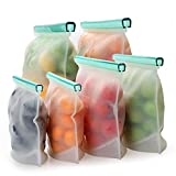 【Upgrade】Cadrim Reusable Extra Thick Silicone Food Storage Bags - 6 Packs Zipper Freezer Bags For Marinate Meats Sandwich, Snack, Cereal,Fruit Meal Prep, Leakproof, Dishwasher-Safe Lunch Storage Bags