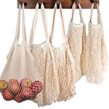 Meetall 5 Pack Reusable Mesh Grocery Bags Net Produce Bags Cotton String Chic Tote Shopping Bags with Sturdy Handle