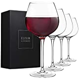 Red Wine Glasses – Large Wine Glasses, Hand Blown – Set of 4 Long Stem Wine Glasses, Premium Crystal – Wine Tasting, Wedding, Anniversary, Christmas – 22 oz, Clear