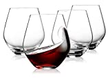 Godinger Wine Glasses, Stemless Wine Glasses, Red Wine Glasses, Drinking Glasses, European Made Stemless Wine Glass - 17oz, Set of 4