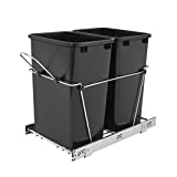 Rev-A-Shelf RV-18KD-18C S Double 35 Quart Sliding Pull-Out Waste Containers Garbage Trash Recycling Bins for Kitchen Cabinets, Black