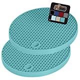 Gorilla Grip Heat and Slip Resistant Potholders, Oversized Round Silicone Mats, Durable Kitchen Pot Holders, Up to 480 Degrees, Protect Table Surfaces from Hot Dish, Dishwasher Safe, 2 Pack, Turquoise