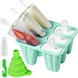 Popsicle Mould，Popsicle Molds 6 Pieces Silicone Ice Pop Molds BPA Free Popsicle Mold Reusable Easy Release Ice Pop Make (Green)
