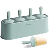 Popsicle Mold Set 4 Pieces Homemade Silicone Popsicle Maker Easy Release Ice Cream Molds Reusable DIY Pop Molds (Green)