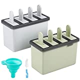 Kootek Popsicles Molds Sets 8 Ice Pop Makers Reusable Ice Cream Mold - Dishwasher Safe, Durable DIY Popsicles Tray Holders with Silicone Funnel, Cleaning Brush Kitchen Supplies (Blue & Green)