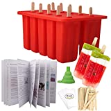 Homemade Popsicle Molds Shapes, Silicone Frozen Ice Popsicle Maker-BPA Free, with 50 Popsicle Sticks, 50 Popsicle Bags, Funnel and Ice Pop Recipes