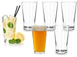 Classic Premium Beer Pint Glasses 16 Ounce – Set Of 6 Highball Cocktail Mixing Glass – Perfect for Cold Beverages, Soda, Water - Used in Bar, Restaurant, Pub