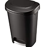 Home & Comforts Plastic Waste Bin - 13 Gallon Kitchen Wastebasket Garden Garbage Bin Black - Trash can with lid - Kitchen Trash can - Outdoor Trash can for Patio - Camping Trash can.