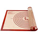 Non-slip Silicone Pastry Mat Extra Large with Measurements 28''By 20'' for Silicone Baking Mat, Counter Mat, Dough Rolling Mat,Oven Liner,Fondant/Pie Crust Mat By Folksy Super Kitchen Red