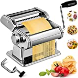 Pasta Maker Machine, Manual Stainless Steel Noodles Maker, 7 Adjustable Thickness Settings Pasta Roller Press and Cutter for Spaghetti, Fettuccini, Lasagna