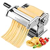 Pasta Machine, iSiLER 150 Roller Pasta Maker, 9 Adjustable Thickness Settings Noodles Maker with Washable Aluminum Alloy Rollers and Cutter,Perfect for Spaghetti, Fettuccini, Lasagna or Dumpling Skins