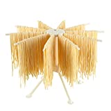Ourokhome Collapsible Pasta Drying Rack, Plastic Foldable Homemade Fresh Spaghetti Stand Dryer Noodle Hanger for Kitchen with 10 Arms, Stable, Easy Storage, Quickly Set Up (White)