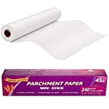 Hiware Parchment Paper Roll for Baking, 12 in x 240 ft, 240 Sq.ft - Non-Stick Parchment Paper For Baking, Cooking, Grilling, Air Fryer and Steaming