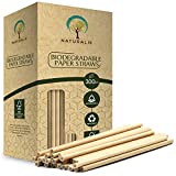 Naturalik 300/1000-Pack Extra Durable Brown Paper Straws Biodegradable- Premium Eco-Friendly Paper Straws Bulk- Drinking Straws for Juices, Restaurants and Party supplies, 7.7' (Brown, 300ct)