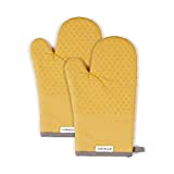 KitchenAid Asteroid Cotton Oven Mitts with Silicone Grip, Set of 2, Buttercup