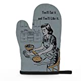 Oven Mitt Funny You'll Eat it and You'll Like it. 100% Cotton Kitchen Oven Glove Heat Resistant 480 Degree, Non-Slip Textured Grip for Baking Cooking BBQ
