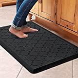 WISELIFE Kitchen Mat Cushioned Anti Fatigue Floor Mat,17.3'x28', Thick Non Slip Waterproof Kitchen Rugs and Mats,Heavy Duty Foam Standing Mat for Kitchen,Floor,Home,Office,Desk,Sink,Laundry, Black