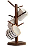 Dorhors Mug Holder Tree,Coffee Mug Rack,Coffee Cup Holder with 6 Hooks,Wood Coffee Mug Holder for Counter (Brown)