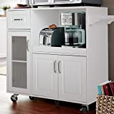 PHI VILLA Kitchen Cart with Locking Wheels Microwave Cart with Storage Cabinet Movable Kitchen Island Cart with Extendable Shelves Towel Rack and Drawers