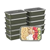 Bentgo Prep 1-Compartment Meal-Prep Containers with Custom-Fit Lids - Microwaveable, Durable, Reusable, BPA-Free, Freezer and Dishwasher Safe Food Storage Containers - 10 Trays & 10 Lids (Khaki Green)