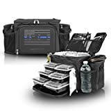Meal Prep Insulated Lunch Bag - Isobag 6 Meal Thin Blue Line - Large Insulated 6 Meal Prep Bag/Cooler - Includes 12 Reusable BPA-Free Iso Containers, 3 Ice Packs & Padded Shoulder Strap