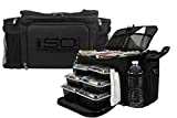 Meal Prep Lunch Box ISOBAG - Large Insulated 6 Meal Prep Bag/Cooler With 12 Containers, 3 Ice Packs & Shoulder Strap (Blackout) - MADE IN USA