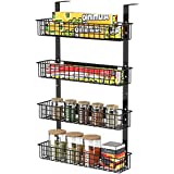 4 Tier Magnetic Spice Rack | Strongly Magnetic Spice Shelf with Utility Hooks | Refrigerator Spice Storage | Kitchen Storage Rack for Placing Seasoning Bottles, Plastic Wraps or Garbage Bags (Black)