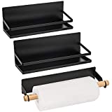 Strong Magnetic Large Shelf Rack Fridge Organizer Spice Rack Paper Towel Holder for Refrigerator Fridge Organizer For Kitchen, Space Saver Container for Kitchen/Apartment, Drill free, Black