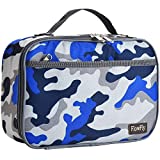 FlowFly Kids Lunch box Insulated Soft Bag Mini Cooler Back to School Thermal Meal Tote Kit for Girls, Boys,Blue Camo