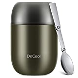 DaCool Hot Food Jar Insulated Lunch Box Container Vacuum Stainless Steel 16 Ounce Kids Adult Bento Box for Hot Food with Spoon Leak Proof for School Office Picnic Travel Outdoors, BPA free - Gray