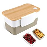 Bento Box, Lunch Box for Kids & Adult, Food Storage Container with Tableware,1200ML-2 Compartment Bento Lunch Box, Microwave & Dishwasher & Freezer Safe