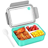 setoragely Bento Box Adults Lunch Box and Kids,Takeaway Plastic Lunch Box and Food Storage Box,Versatile 3 Compartment Bento-Style- 1250ML (green), 8.5 x 6.2 x 3inches