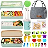 29 PCs Bento Box Japanese Lunch Box Kit for Kids/Adult,3 Layer Stackable Leakproof Lunch Box Containers with Accessories