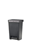 Rubbermaid Premier Series III Step-On Trash Can for Home and Kitchen, with Stainless Steel Rim, 12.4 Gallon, Charcoal