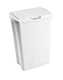 Rubbermaid Spring Top Kitchen Bathroom Trash Can with Lid, 13 Gallon White Plastic Garbage Bin