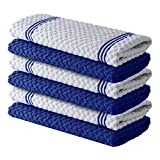 Premium Kitchen Towels – Pack of 6, 100% Cotton 15 x 25 Inches Absorbent Dish Towels - 425 GSM Tea Towel, Terry Kitchen Dishcloth Towels- Blue Dish Cloth for Household Cleaning by Infinitee Xclusives