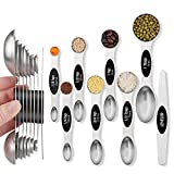 Magnetic Measuring Spoons Set, Dual Sided, Stainless Steel, Fits in Spice Jars, Set of 8, kitchen gadgets(Black)