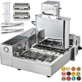 VBENLEM 110V Commercial Automatic Donut Making Machine, 4 Rows Auto Doughnut Maker with 5.5L Hopper, Adjustable Thickness Fryer, Intelligent Control Panel, 304 Stainless Steel, Silver