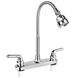 RV Sink Faucet, RV Kitchen Faucet Replacement with Flexible Arc 360 Degree Rotatable Sprayer for RV, Campers, Motorhomes, Travel Trailers (8 inches Apart)