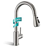 Kicimpro Kitchen Faucet with Pull Down Sprayer Brushed Nickel, High Arc Single Handle Kitchen Sink Faucet with Water Lines, Commercial Modern rv Stainless Steel Kitchen Faucets, Grifos De Cocina