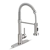 HGN Kitchen Faucet with Pull Down Sprayer,Commercial Single Handle Kitchen Sink Faucets for Farmhouse Camper Laundry Utility Rv Wet Bar Sinks Brushed Nickel