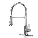Kitchen Faucets，ARRISEA Brushed Nickel Pull-Out Sprayer Kitchen Sink Faucets, Stainless Steel Faucet for Kitchen Sink with Deck Plate-Upgraded New Sprayer