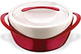 Pinnacle Large Insulated Casserole Dish with Lid 3.6 qt. Elegant Hot Pot Food Warmer/Cooler -Thermal Soup/ Salad Serving Bowl Stainless Steel Hot Food Container–Best Gift Set for Moms –Holidays Red