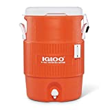 Igloo 5 Gallon Portable Sports Cooler Water Beverage Dispenser with Flat Seat Lid, Bright Orange