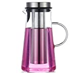 Karafu 60 Oz Thicker Glass Pitcher with Stainless Steel Fruit Infuser, High Heat Resistance Glass Jug for Hot/Cold Water, Infused Fruit Tea and Juice Beverage