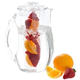 Infusion Pitcher- 96oz. Acrylic Pitcher with Removable Fruit Infusion Tube for Flavored Water, Juice, Lemonade, Punch and More by Classic Cuisine