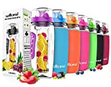 Fruit Infuser Water Bottle 32oz Willceal- Durable, Large - BPA Free Tritan, Flip Lid, Leak Proof Design - Sports, Camping (Purple)