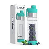 Infusion Pro 24 oz Fruit Infuser Water Bottle with Twist Cap Lid and Large Spout : Insulated Sleeve & Fruit Infused Water eBook : Bottom Loading Large Water Infuser for More Flavor : For Work, Travel and Gym : Great Gift Water Bottle (Blue Jade, 1-Pack)