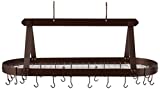 Old Dutch Oval Hanging Pot Rack with Grid & 24 Hooks, Oiled Bronze, 48 x 19 x 15.5