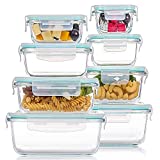 8 Pack Glass Food Storage Containers with Lids, Vtopmart Glass Meal Prep Containers, Airtight Glass Bento Boxes with Leak Proof Locking Lids, for Microwave, Oven, Freezer and Dishwasher